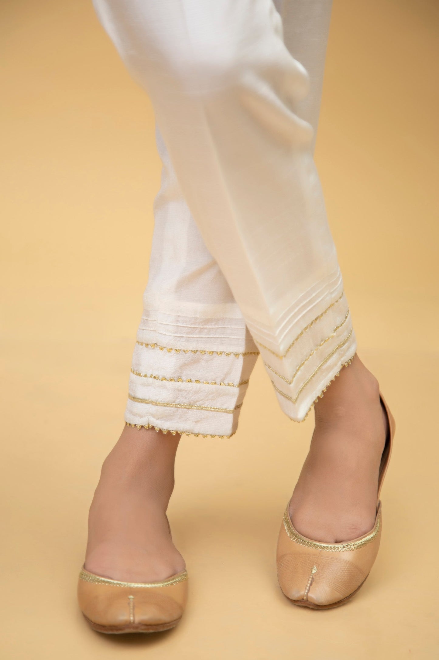 Stylized Rawsilk Cigarette Pants - White