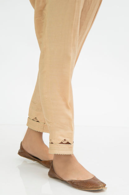 Embellished Rawsilk Cigarette Pants - Beige