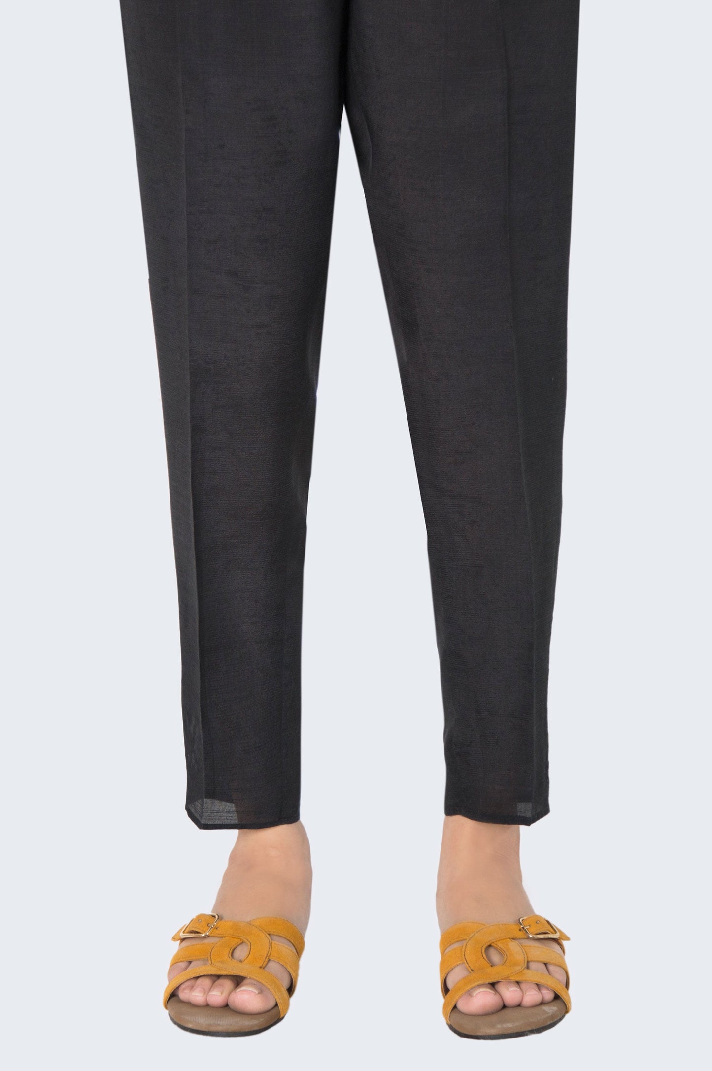 Embellished Raw Silk Cigarette Pants  - Black