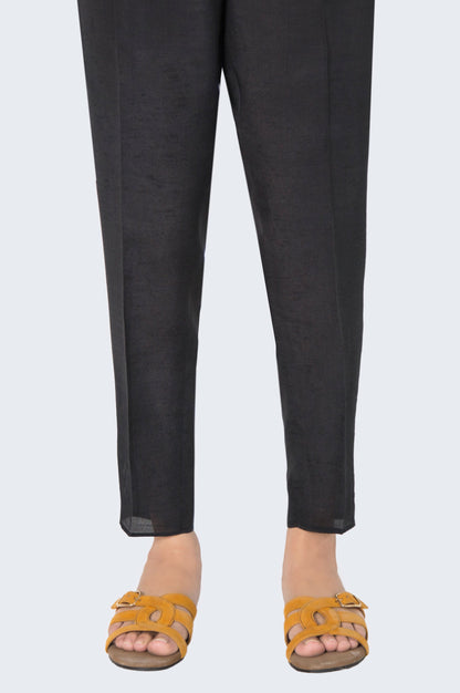 Embellished Raw Silk Cigarette Pants  - Black