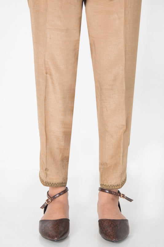 Embroidered Rawsilk Ciggerate Pants - Gold
