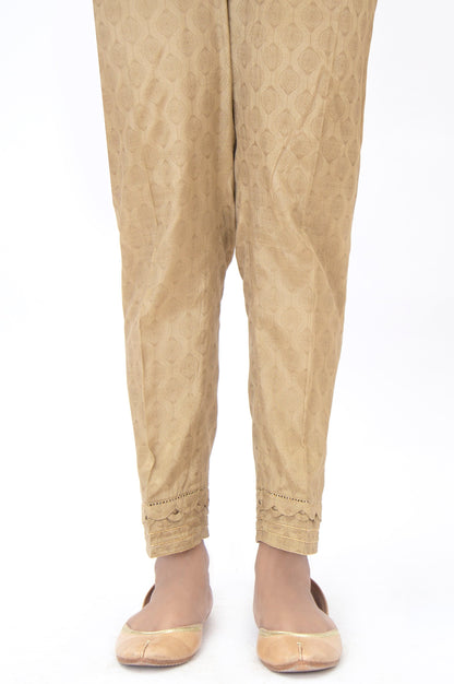 Embellished Raw Silk Cigarette Pants - Golden
