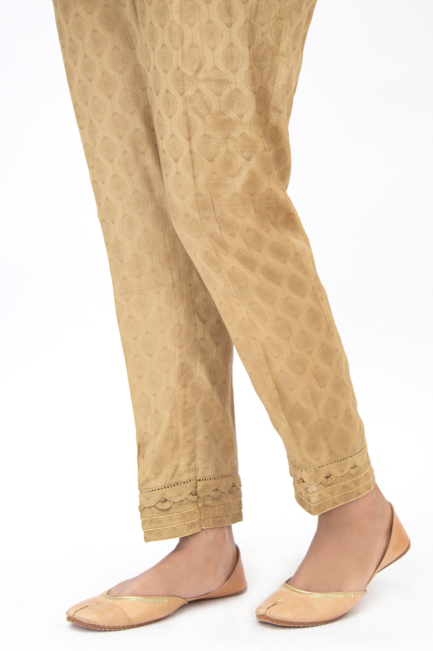 Embellished Raw Silk Cigarette Pants - Golden