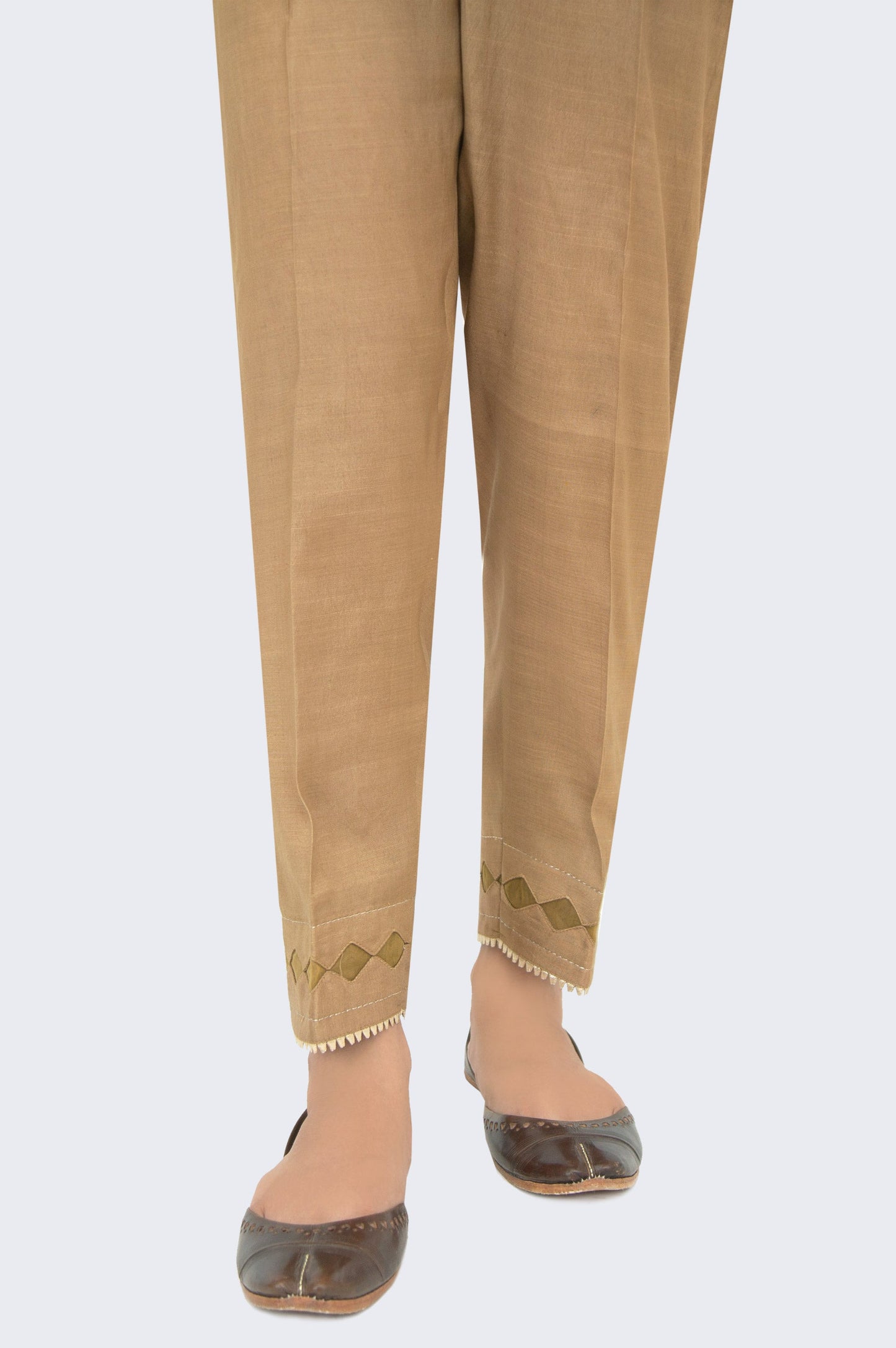 Embellished Rawsilk Cigarette Pants - Sepia Copper