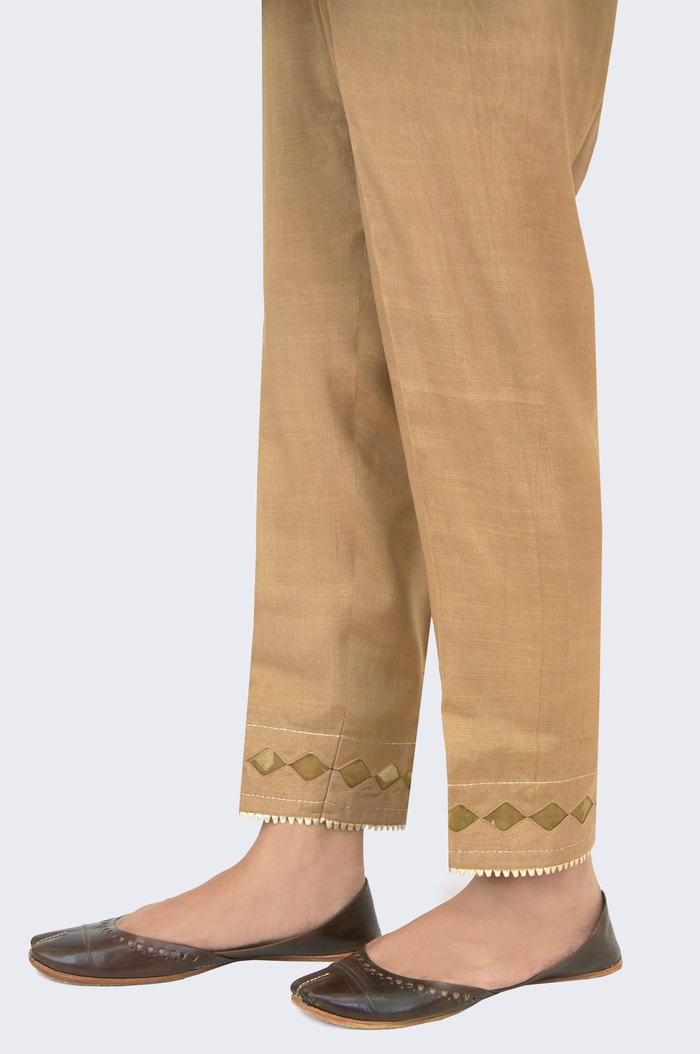 Embellished Rawsilk Cigarette Pants - Sepia Copper