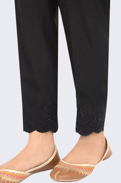 Embroidered Rawsilk Cigarette Pants - Black