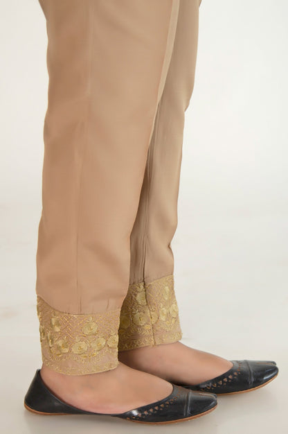 Embellished Rawsilk Pants - Gold