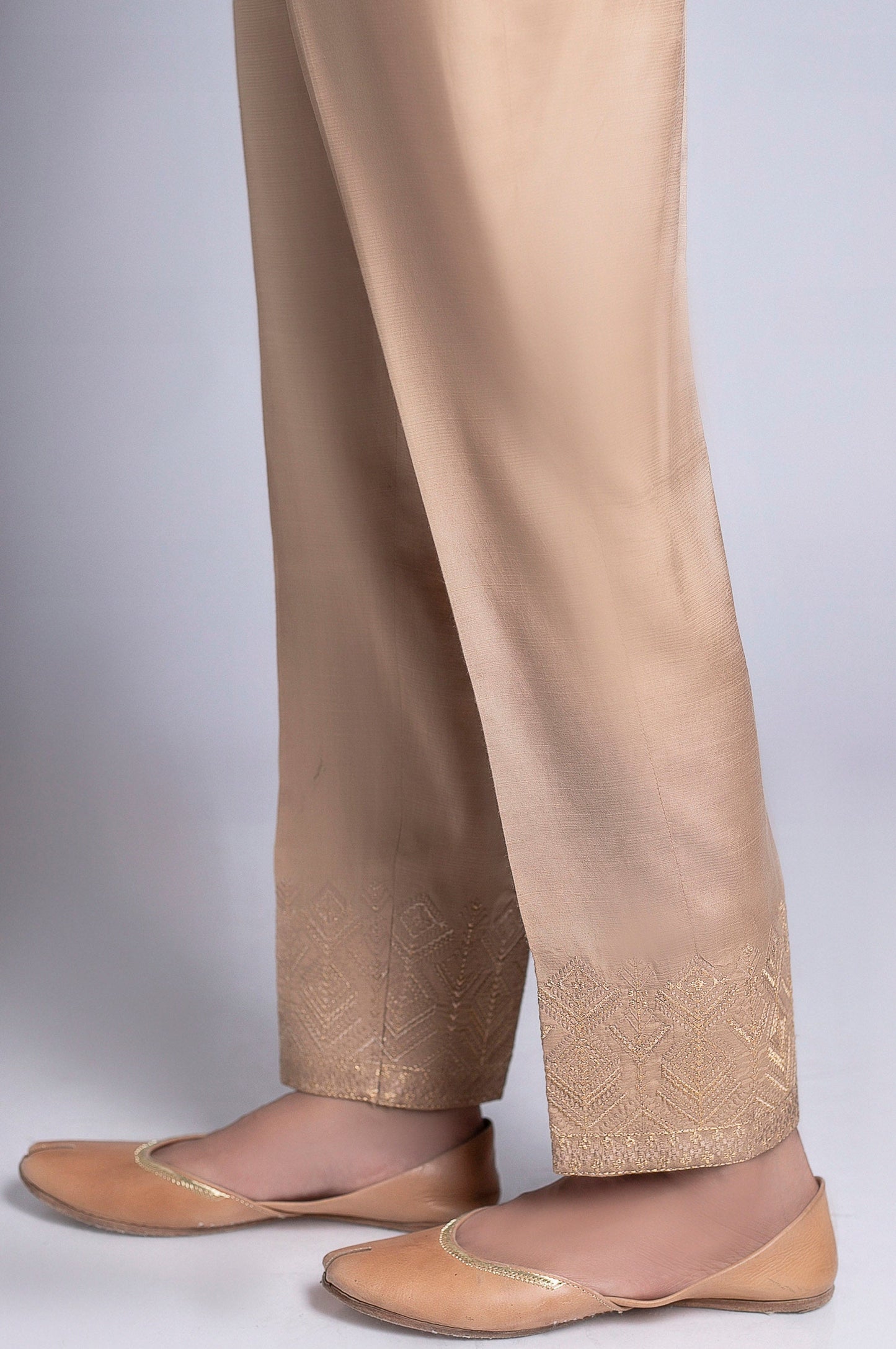 Embroidered Pants - Beige