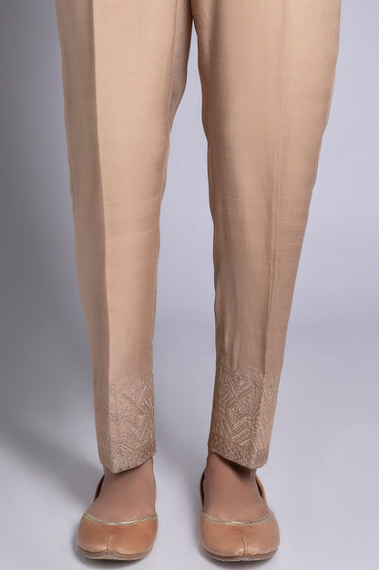 Embroidered Pants - Beige