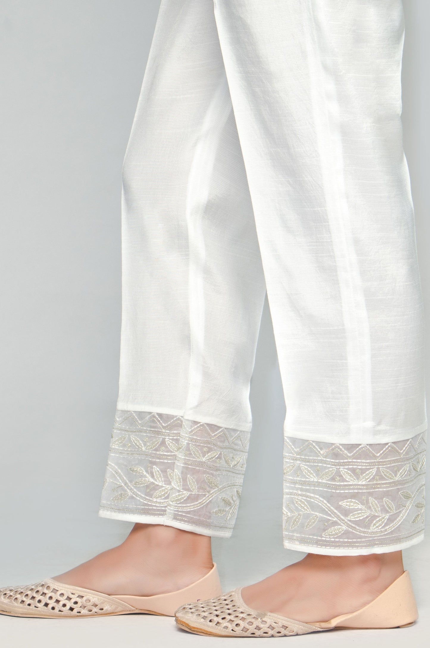 Embroidered Cigarette Pants
