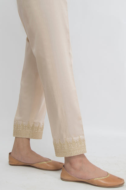 Embroidered Cotton Satin Pants