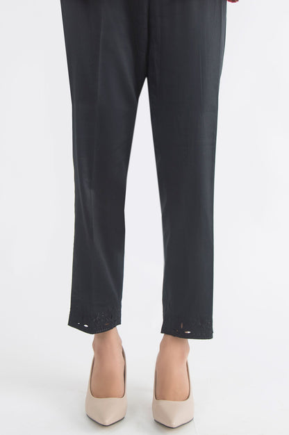 Embroidered Cotton Satin Pants