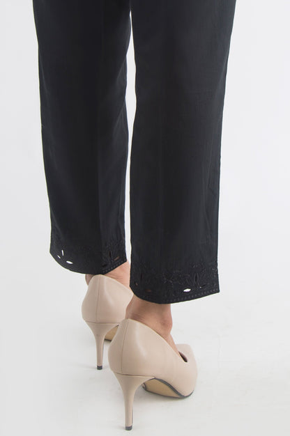 Embroidered Cotton Satin Pants