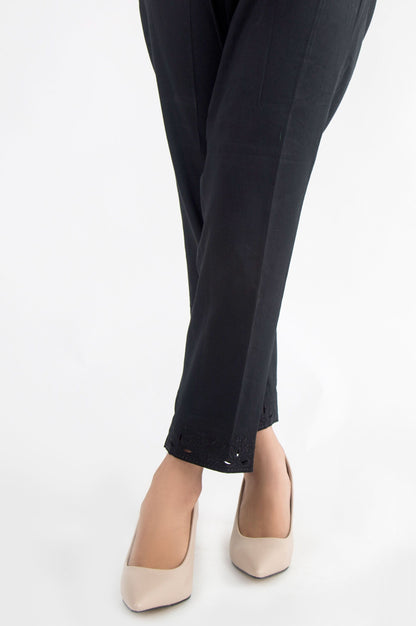 Embroidered Cotton Satin Pants