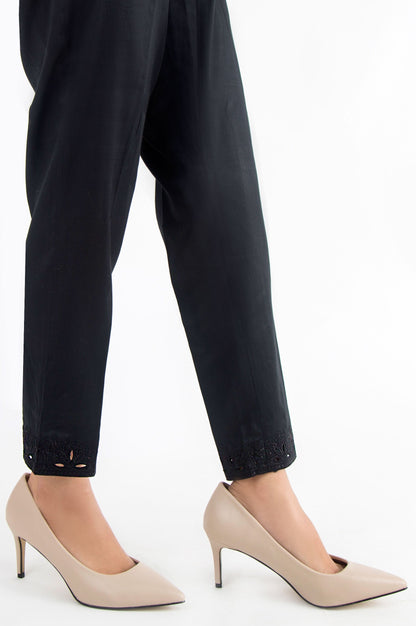 Embroidered Cotton Satin Pants