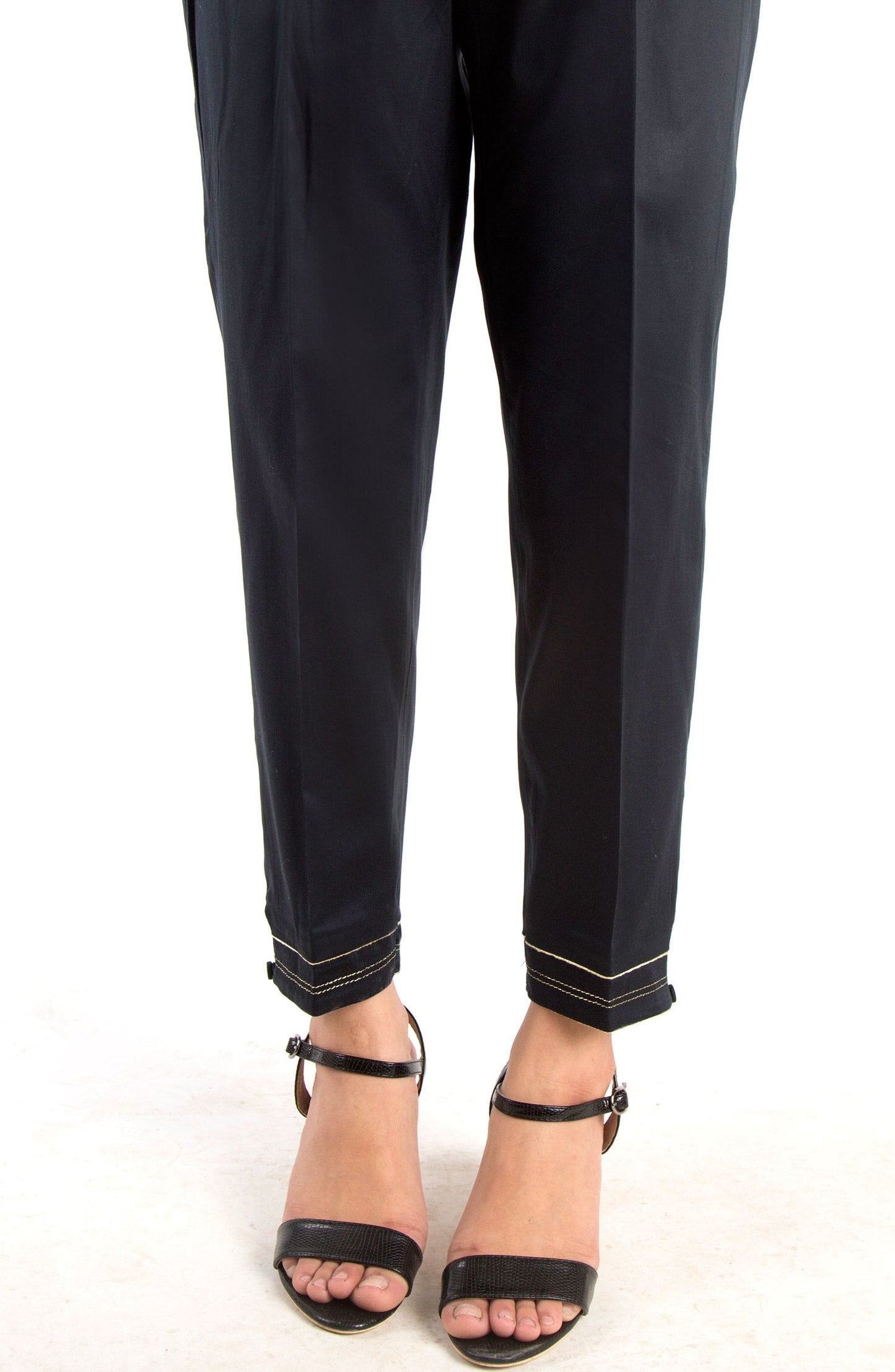 Embellished Cigarette Pants - Black