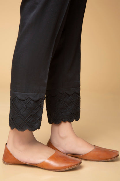 Stylized Cotton Satin Cigarette Pants - Black