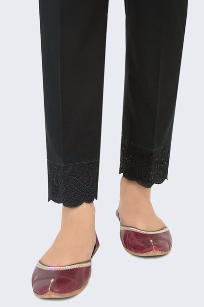 Embroided Cambric Cigarette Pant - Black