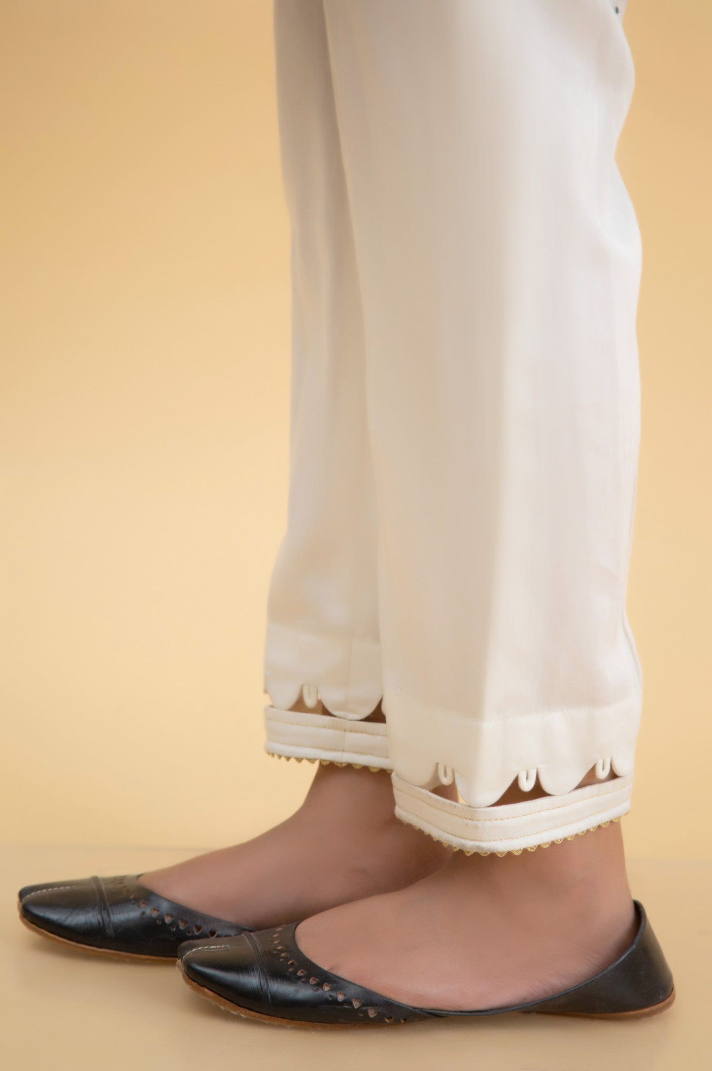 Embroidered Cotton Satin Cigarette Pants