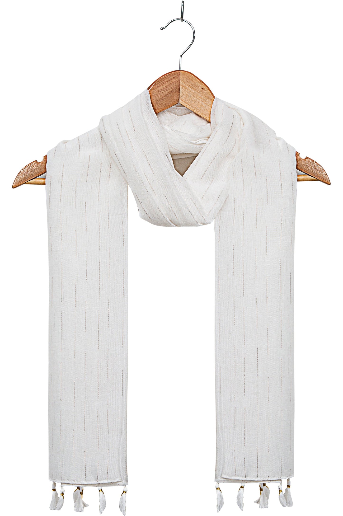 Solid-with-Beaded-Tassels-White-&-Gold