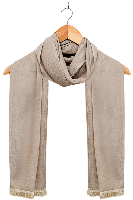 Silky-lace-trimmed-ScarfDull Gold