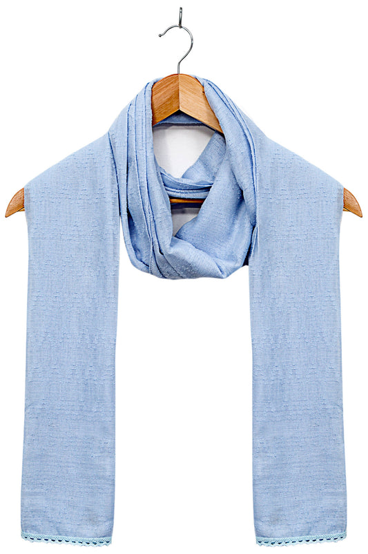 Jacquard-Lace-trimmed-Scarf-Powder Blue