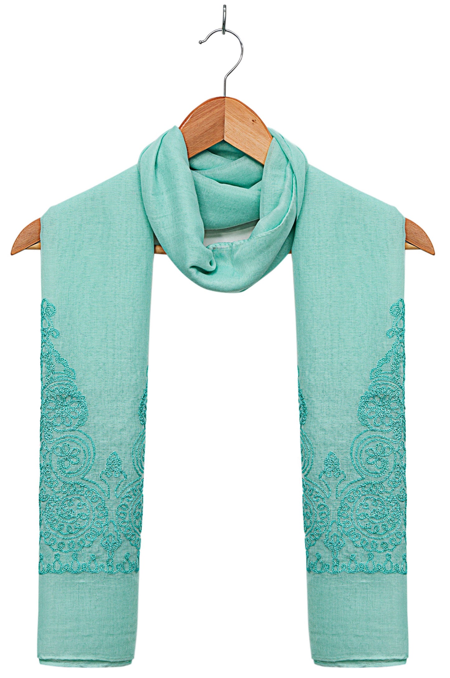 Solid-Embroidered-Scarf-Turqoise