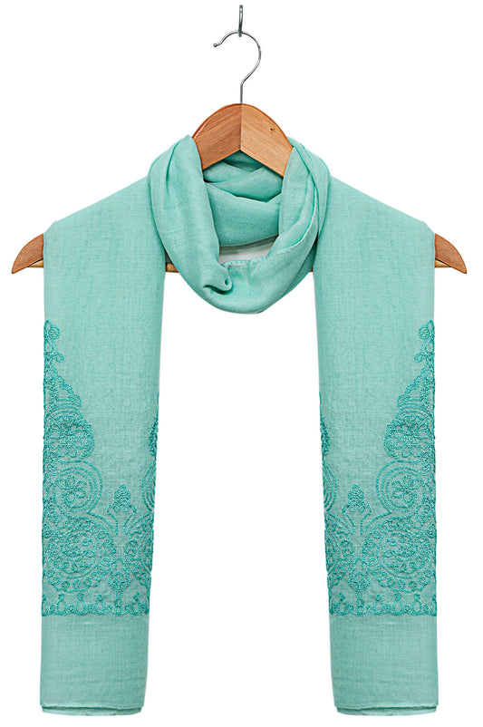 Solid-Embroidered-Scarf-Turqoise
