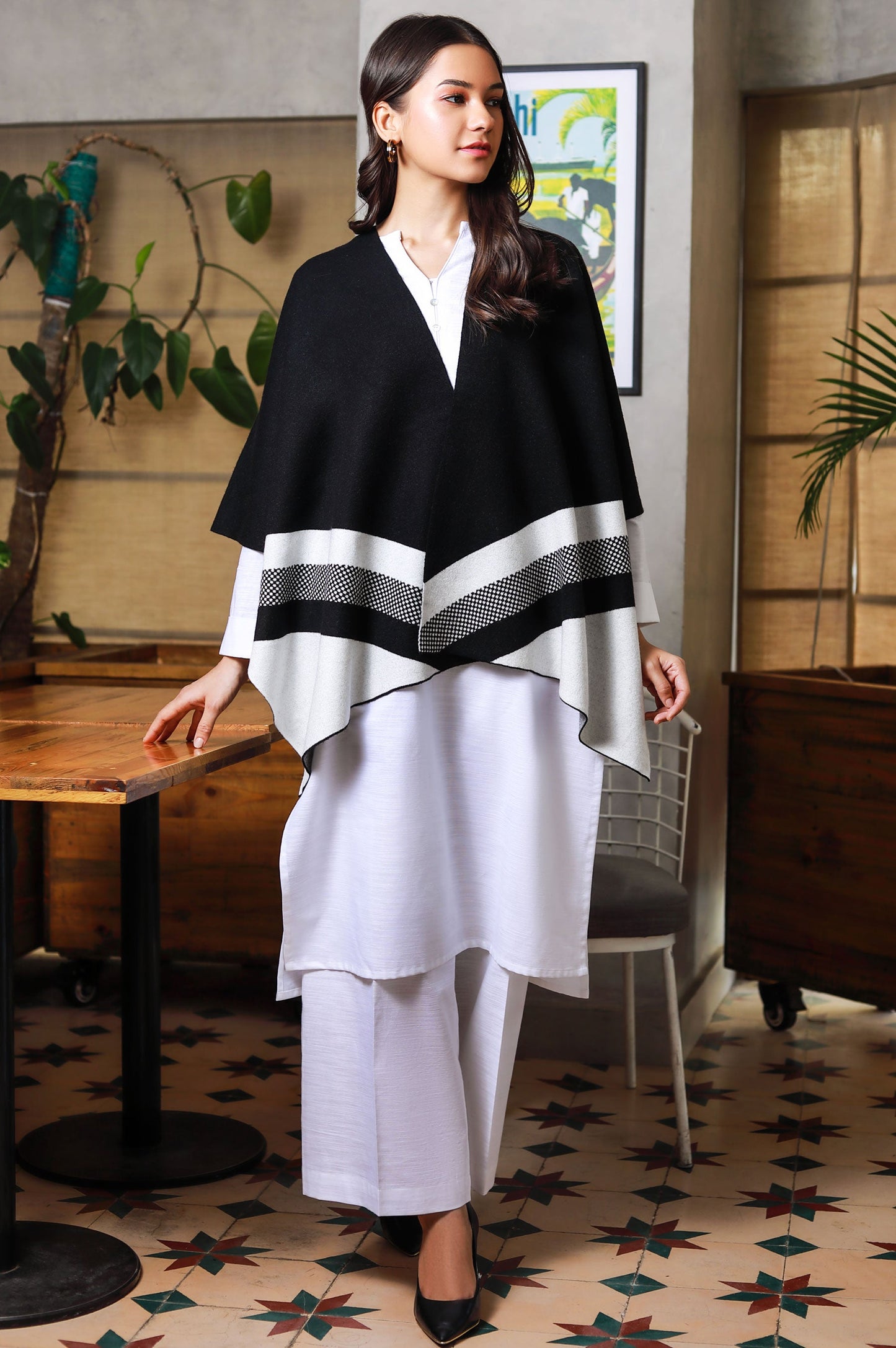 Classic Striped Cape Shawl