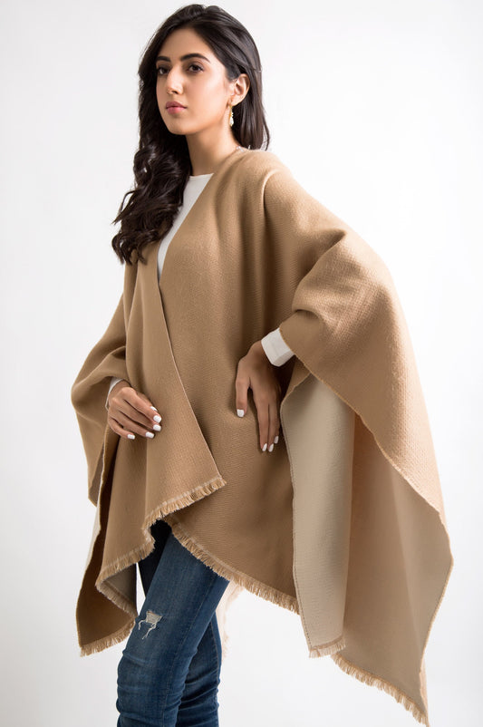 Woven Reversible Poncho Shawl
