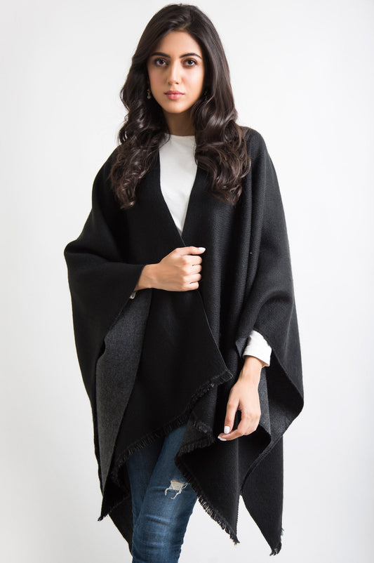 Woven Reversible Poncho Shawl