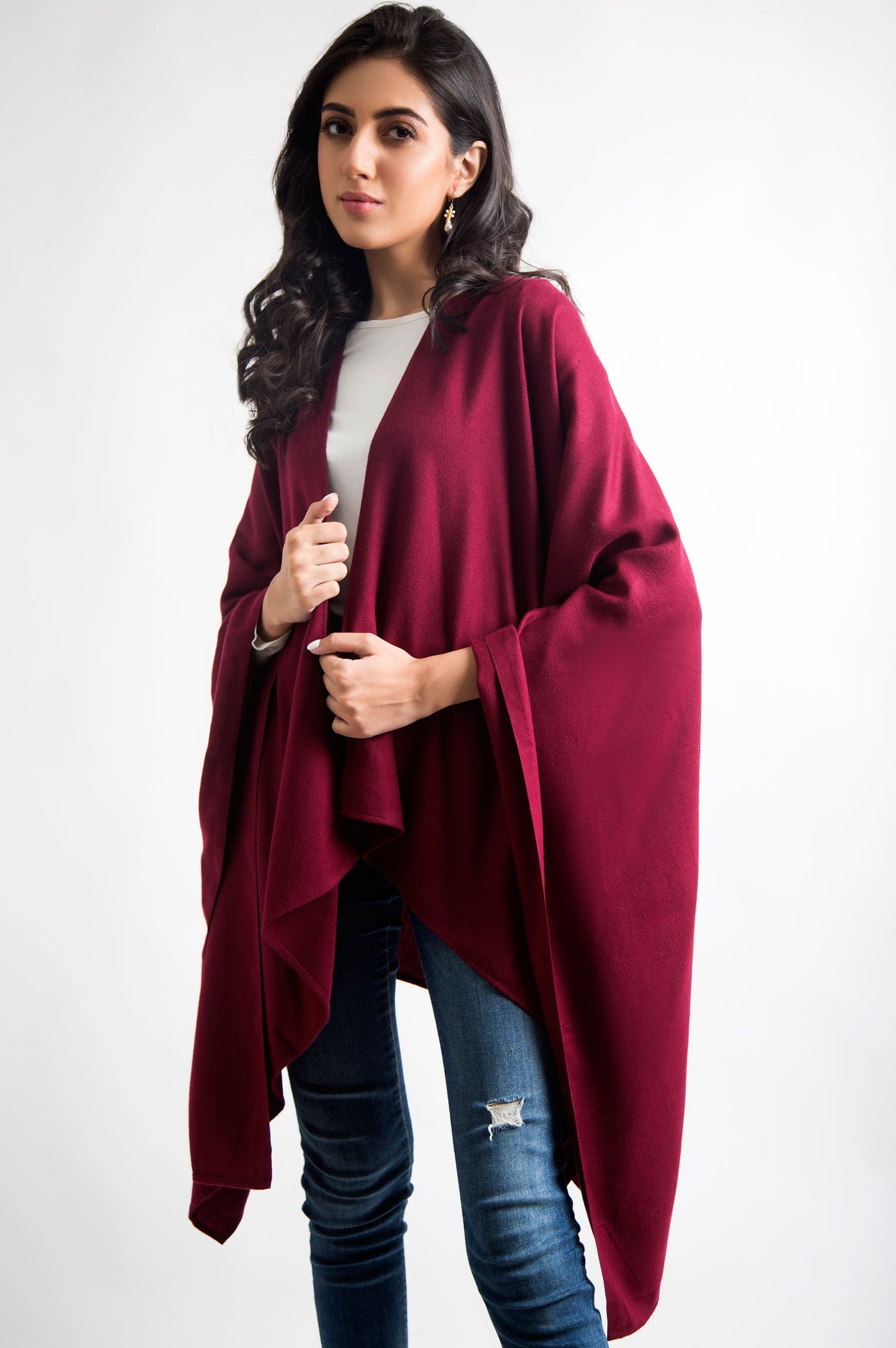 Knitted Warm Poncho Shawl