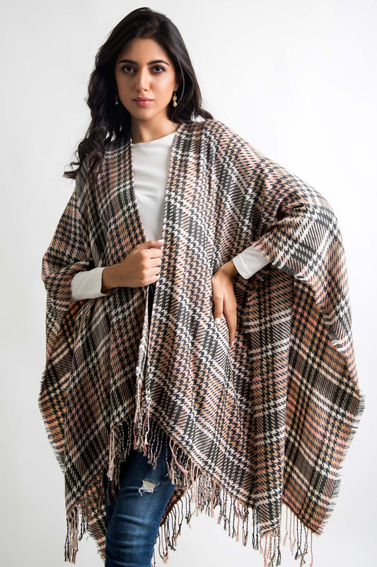 Big Fringes Poncho Shawl