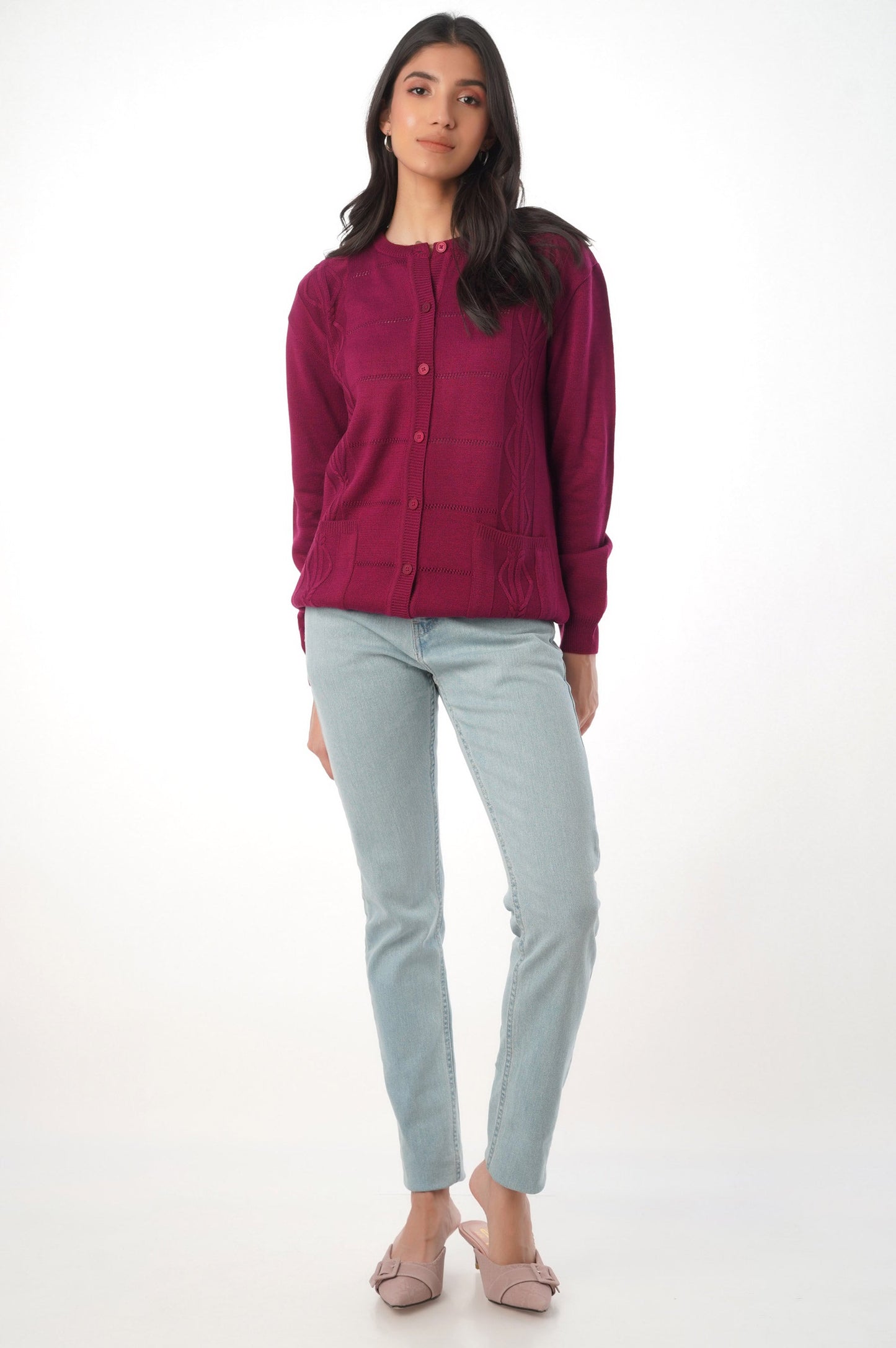 Classic Knitted Cardigan - Violet