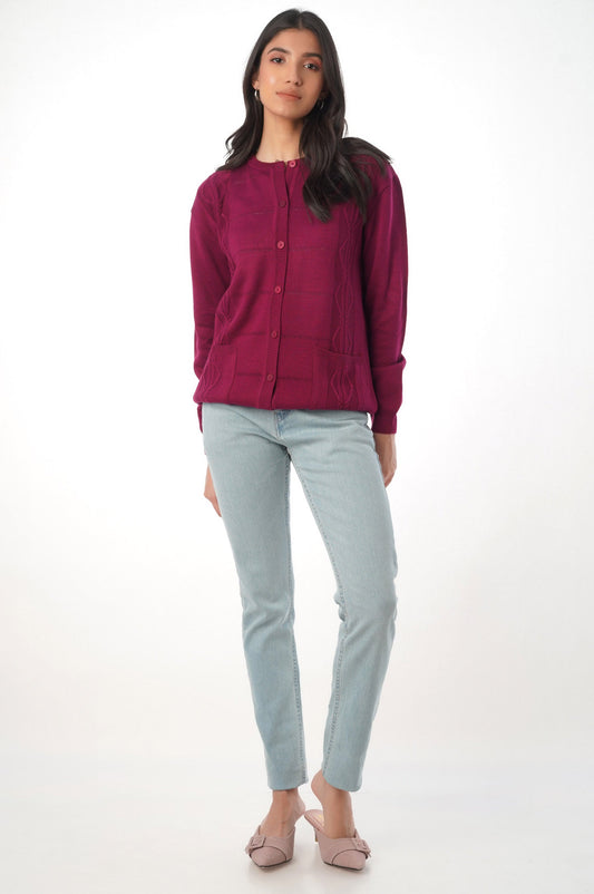 Classic Knitted Cardigan - Violet