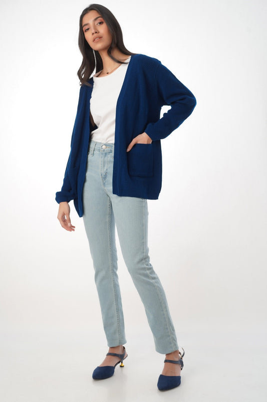 Classic Knitted Cardigan - Blue