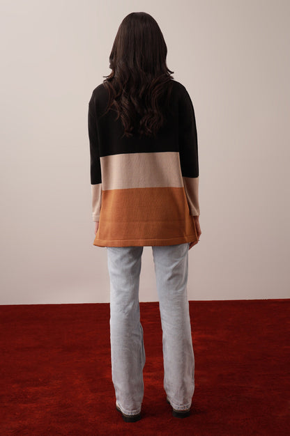 Blocking Design Cardigan - Black