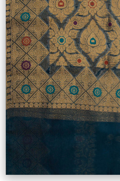 Printed Jacquard Dupatta - Teal
