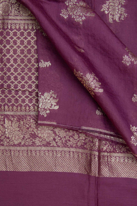 Printed Jacquard Dupatta - Purple