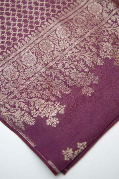 Printed Jacquard Dupatta - Purple