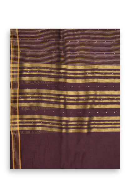 Printed Woven Zari Gold Dupatta - purple