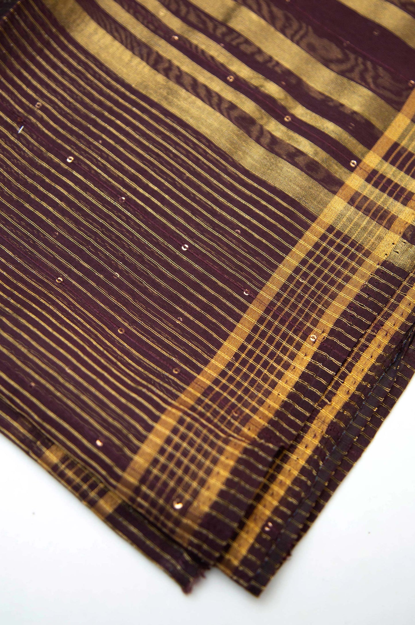 Printed Woven Zari Gold Dupatta - purple