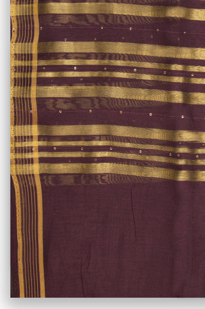 Printed Woven Zari Gold Dupatta - purple