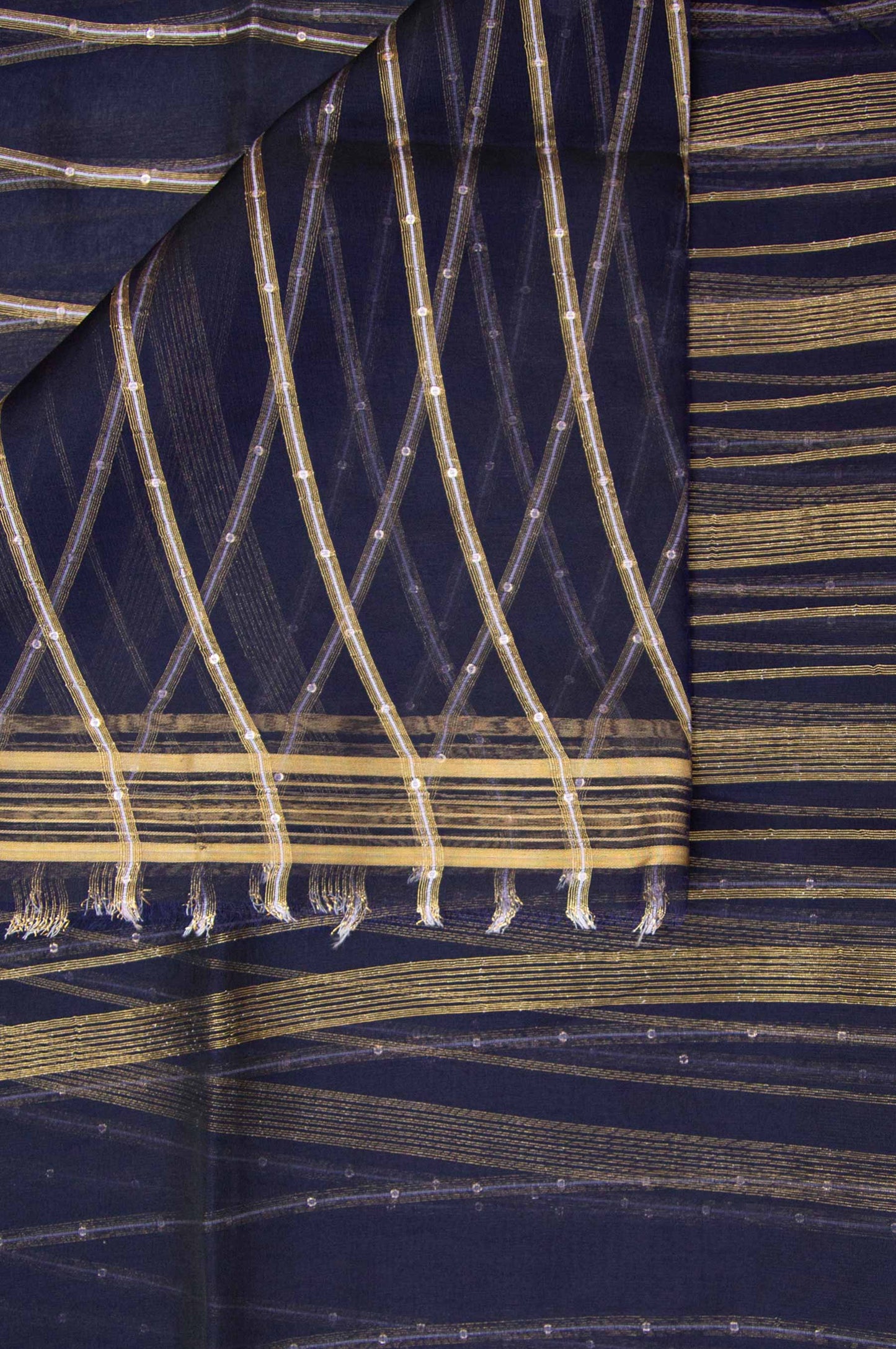 Printed Woven Zari Gold Dupatta - Copper