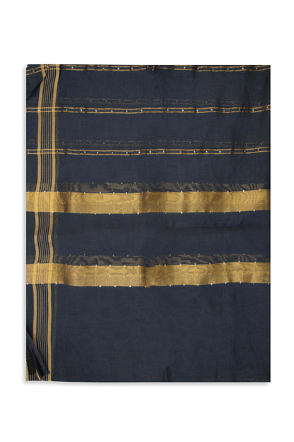 Printed Woven Zari Gold Dupatta - Blue