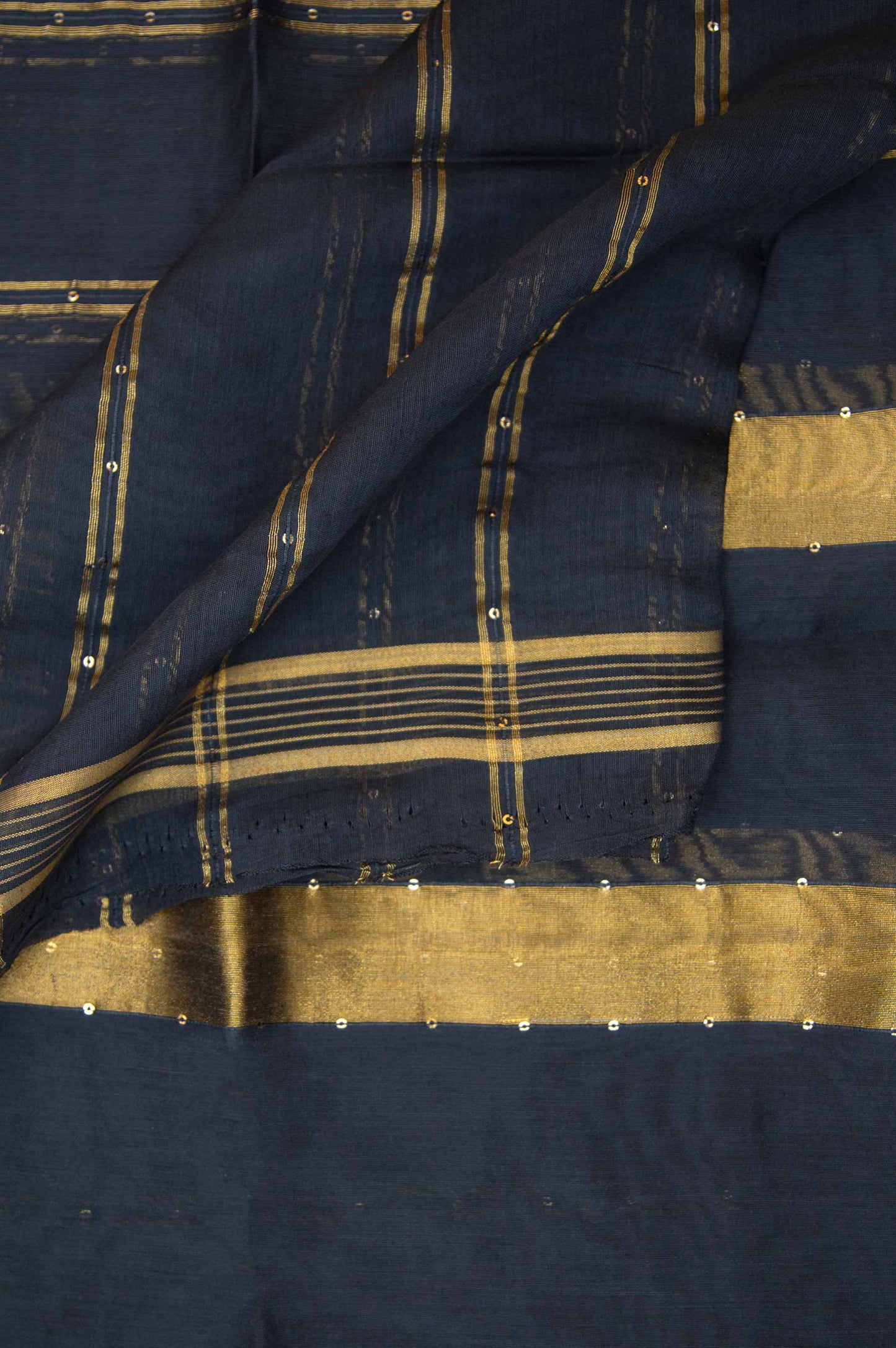 Printed Woven Zari Gold Dupatta - Blue