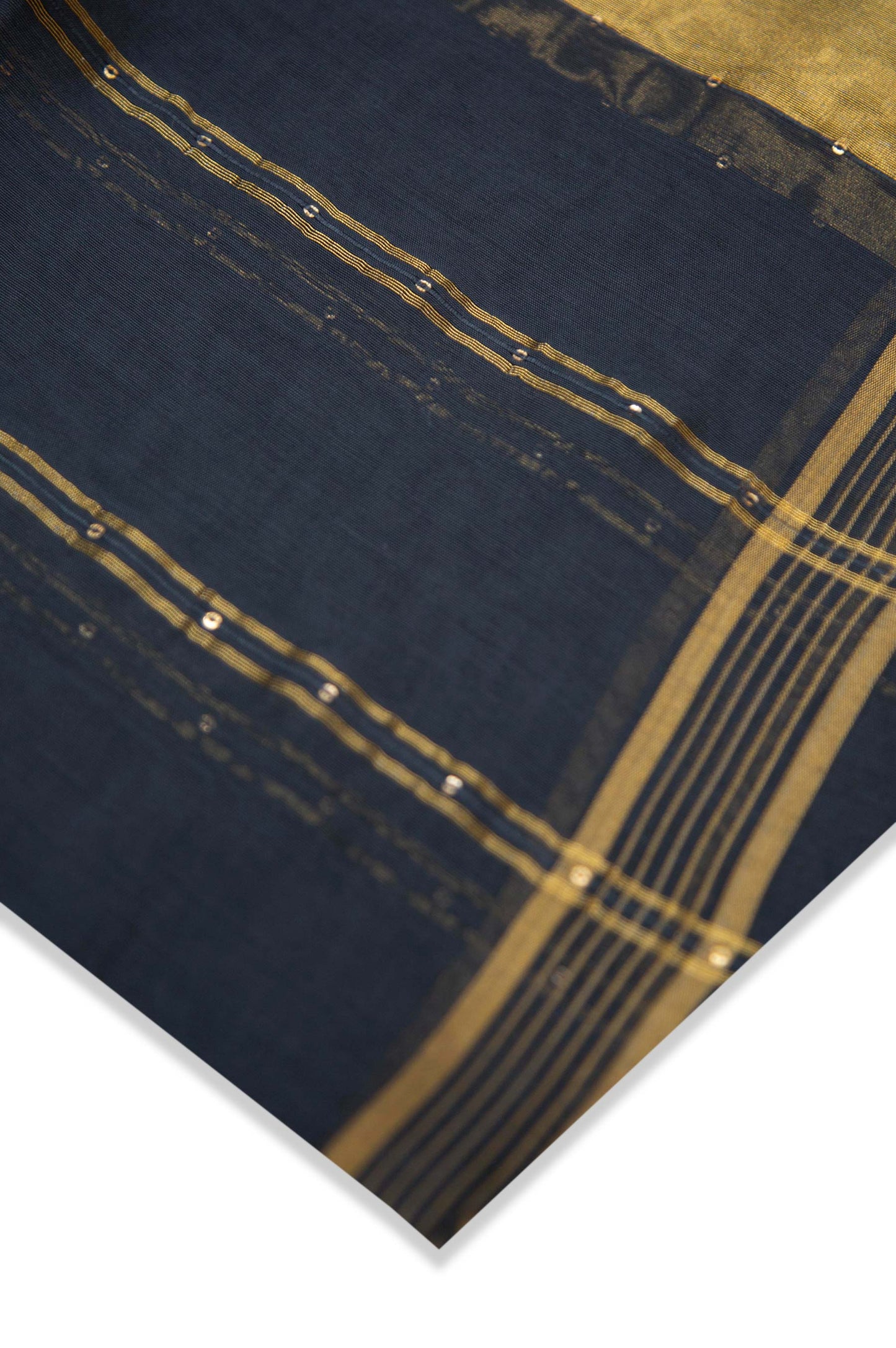 Printed Woven Zari Gold Dupatta - Blue