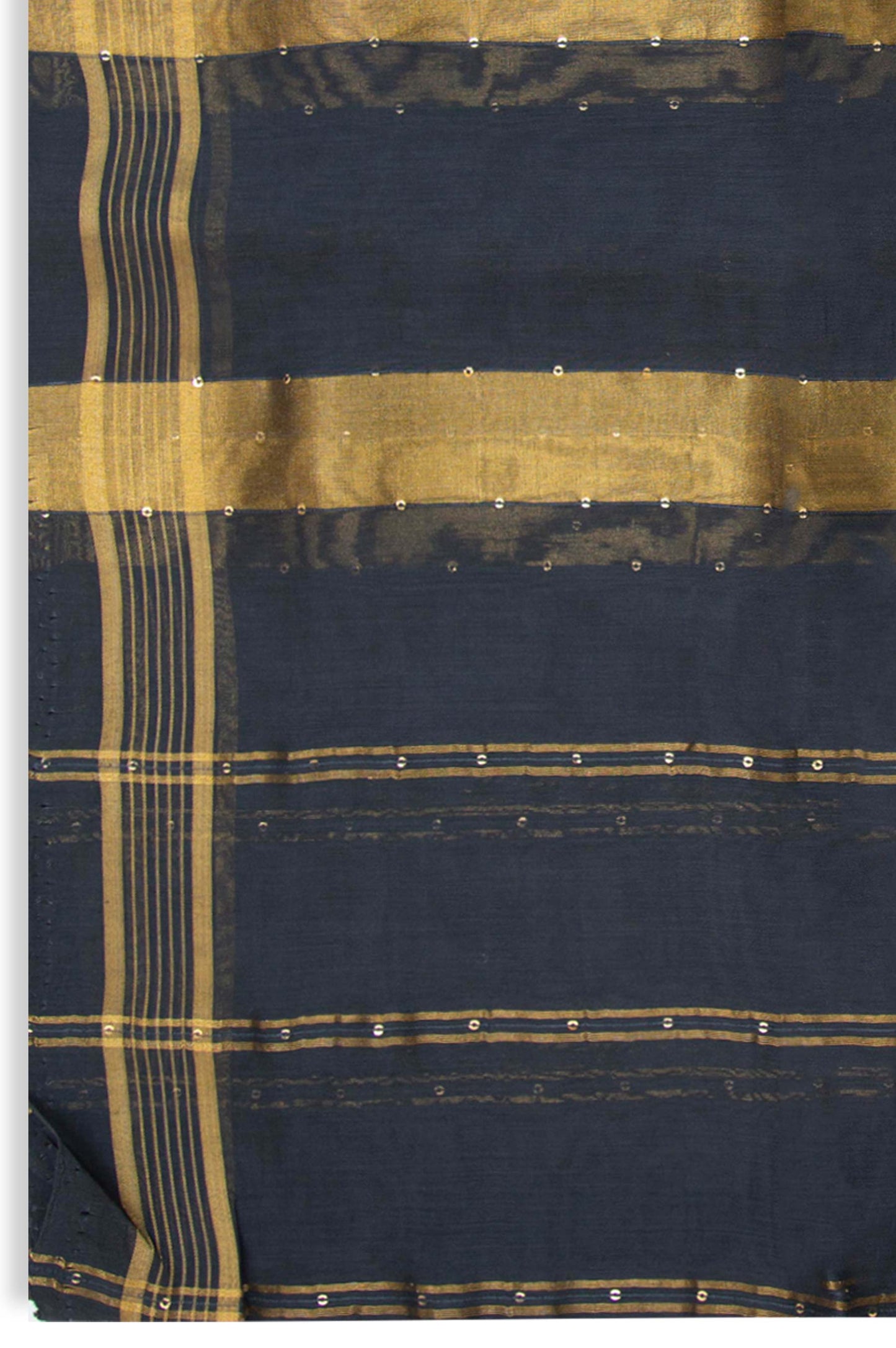 Printed Woven Zari Gold Dupatta - Blue