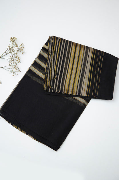 Printed Woven Zari Gold Dupatta - Blue