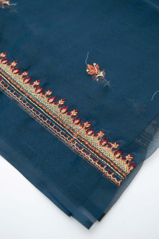 Printed Organza Dupatta - Blue